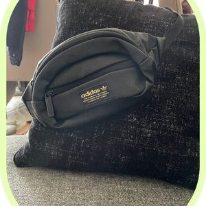 Adidas Black Leather Waist Bag.